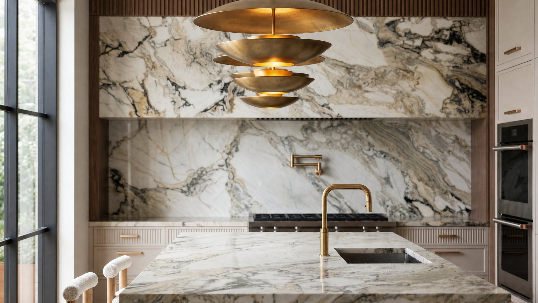 Kitchen &middot; marble and brass