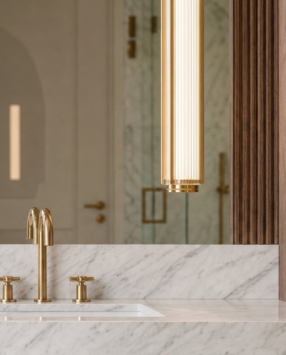 Ensuite · brass and marble