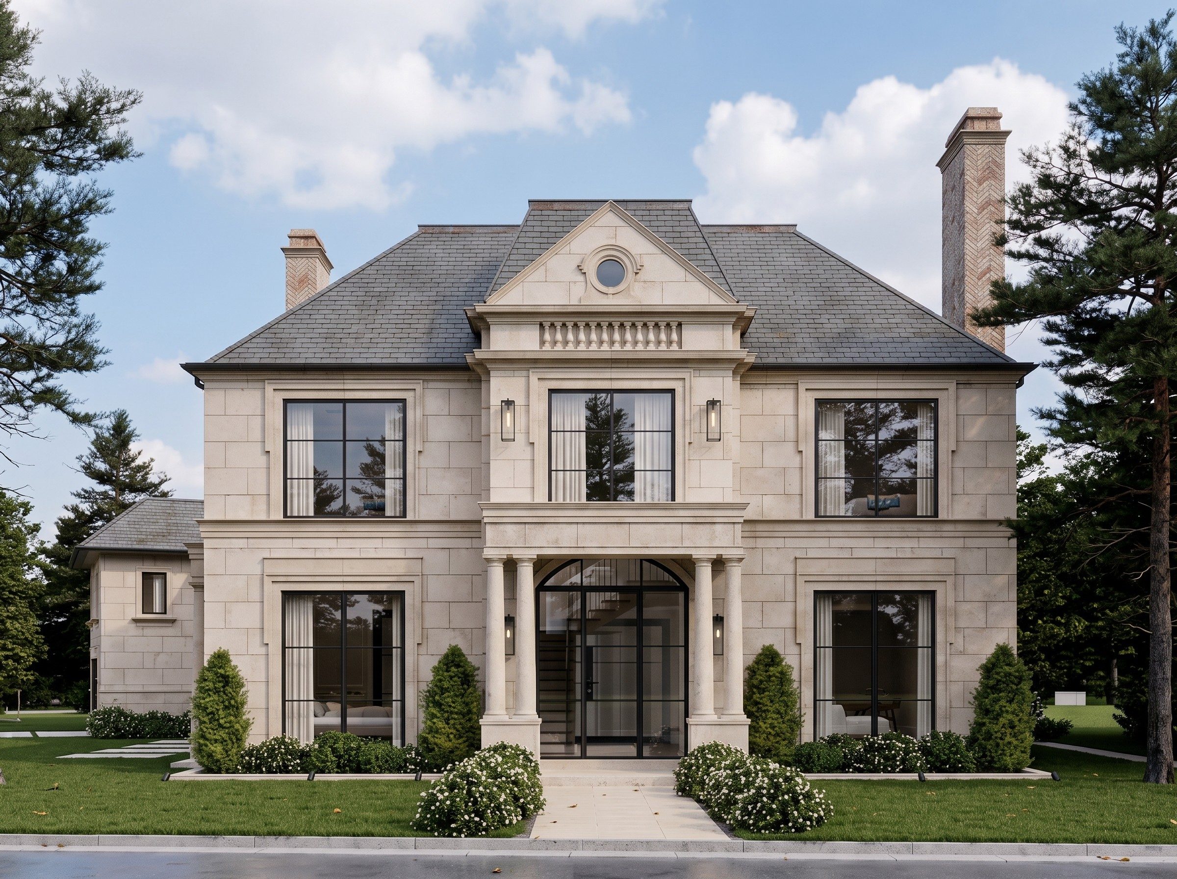 The Addison Residence, a classical limestone facade