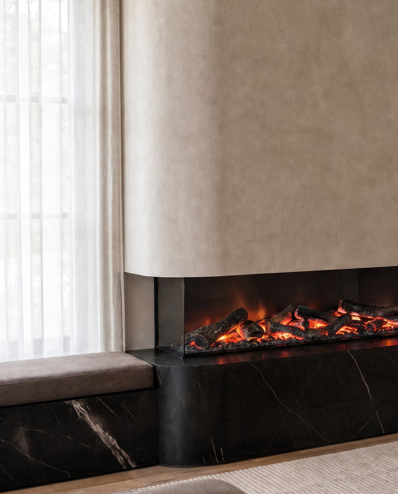 Hearth · stone and plaster