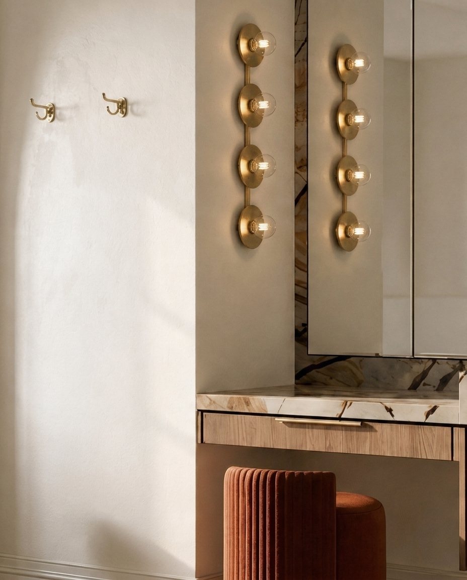 Dressing · brass sconces