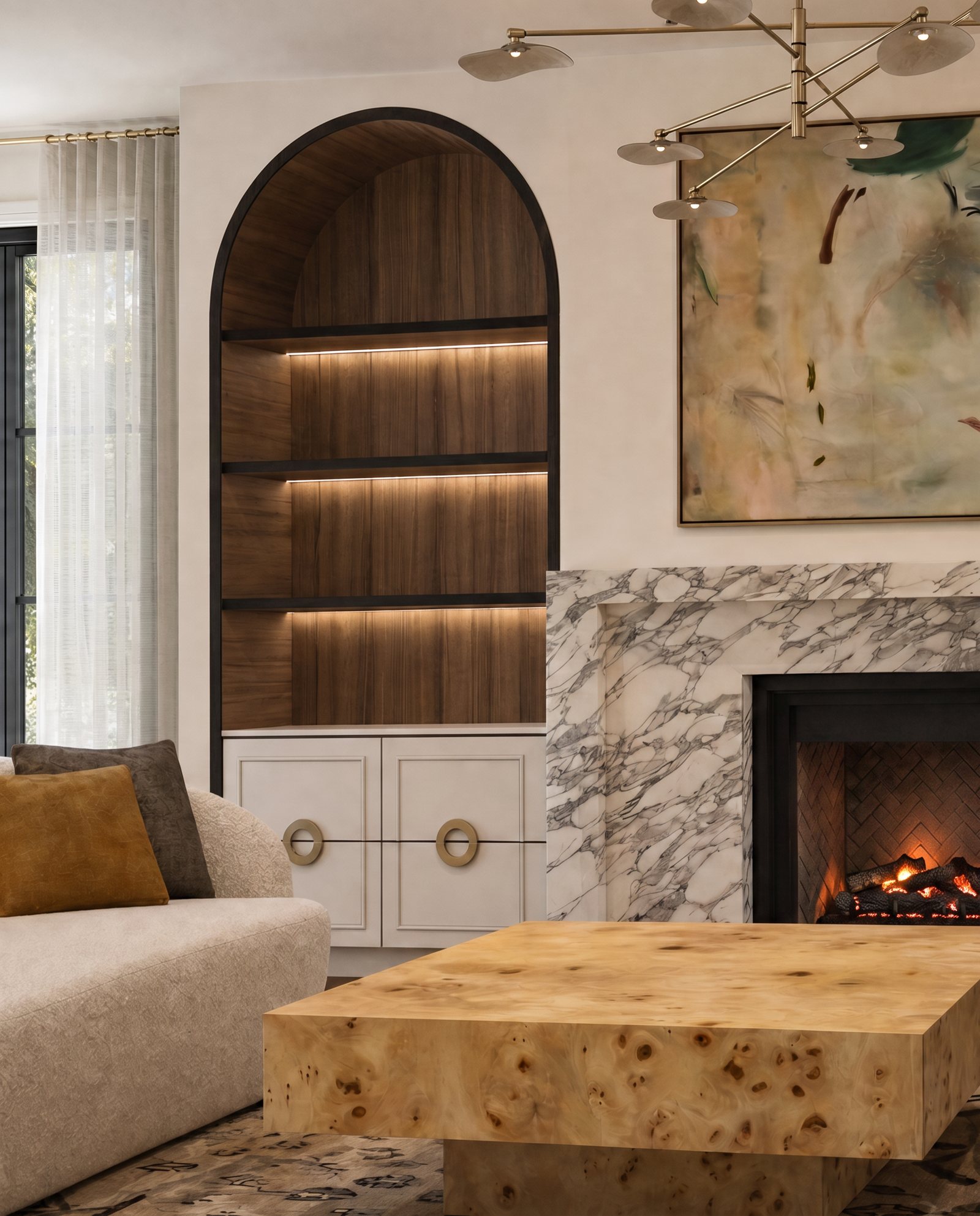 Family room · fireplace and arch