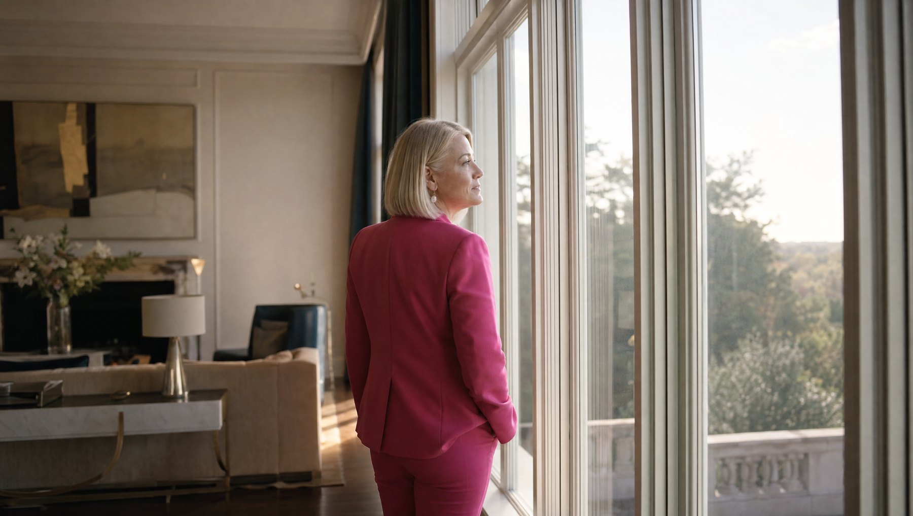 Michelle Mawby overlooking a Georgian living room
