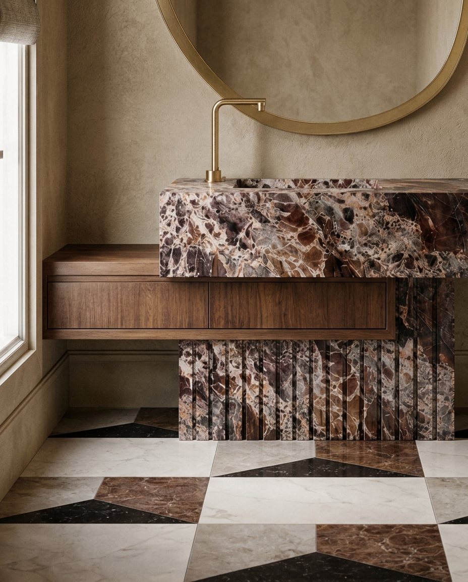 Powder room · marble vanity