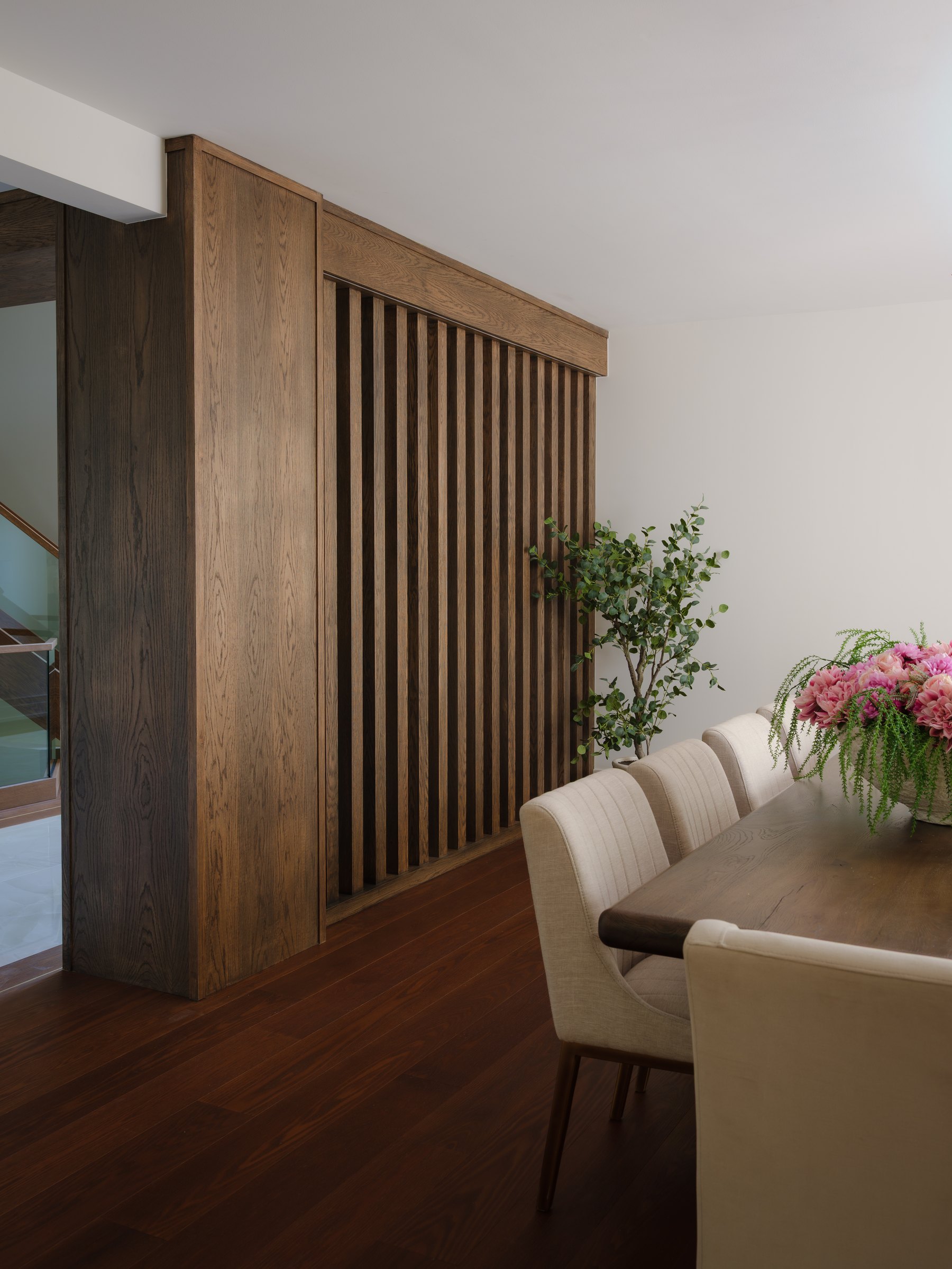 The dining room, past the screen — The Whitmore Residence