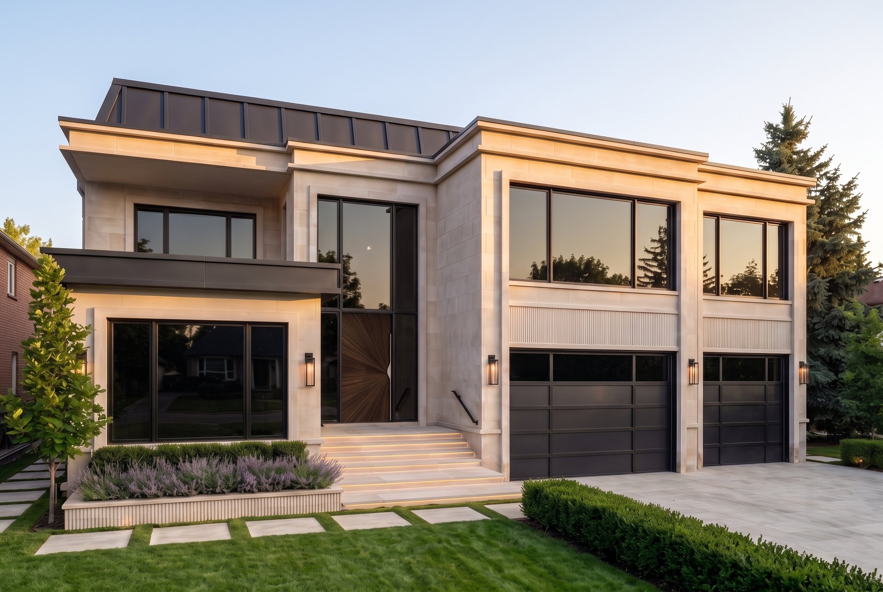 The Whitmore Residence, a low-slope contemporary facade